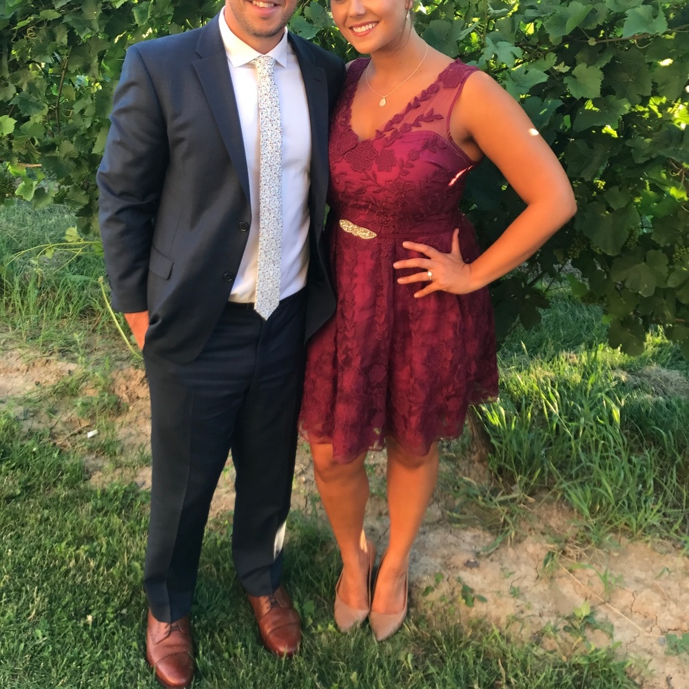 BHLDN Cranberry Silk Dress